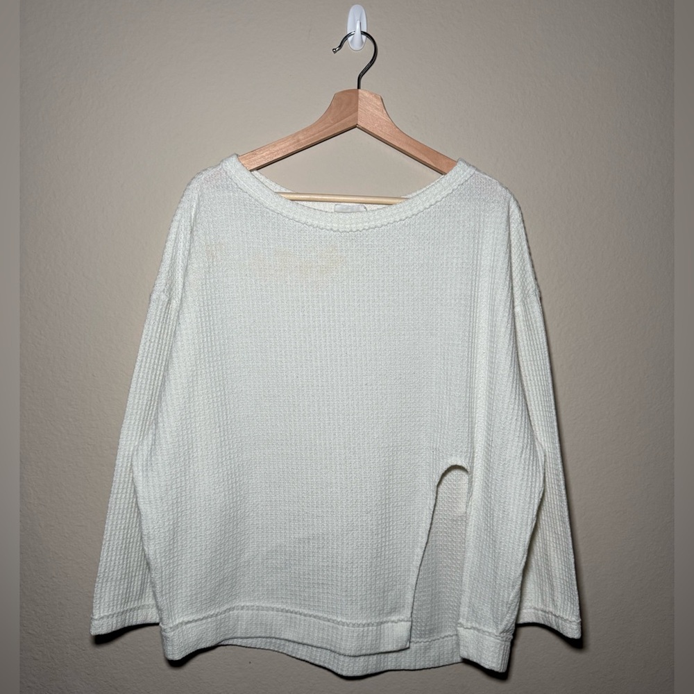 Out From Under Urban Outfitters Large white Ivory Waffle Knit Long sleeve Tunic